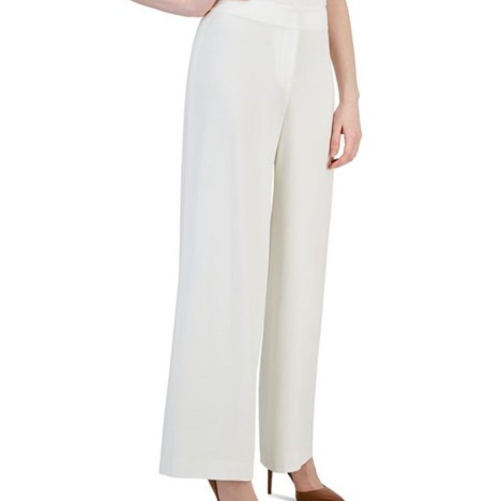 TAHARI ASL Women's Ivory Mid-Rise Wide-Leg Pants Size 10 NWT